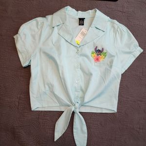 Nwt Lilo and Stitch Crop Tie Front Shirt